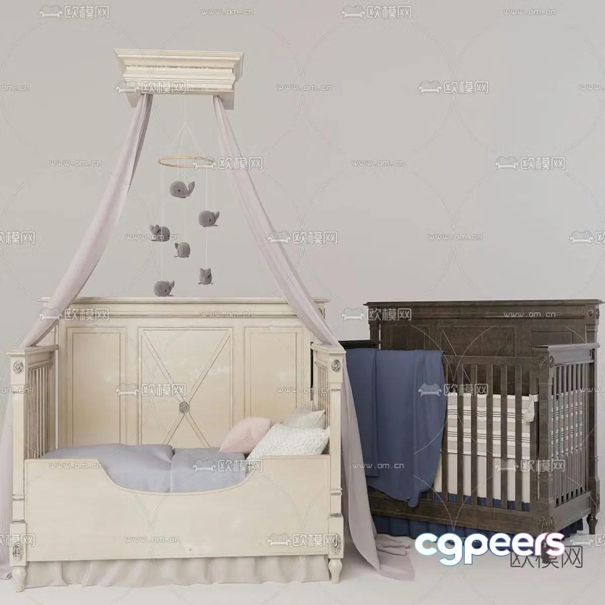 French classical crib 3d model