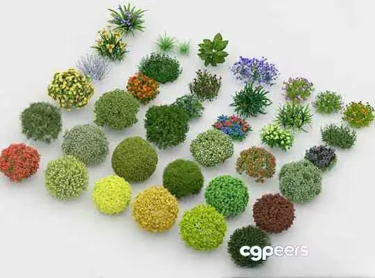 Small Colorful Plants 3D Model – 14345 – VRAY Render