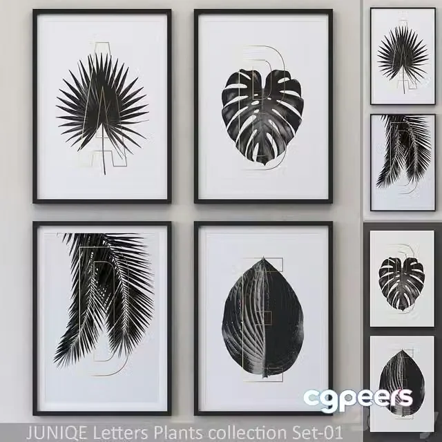3ds Max Free – Letters Plants Framed Set-01