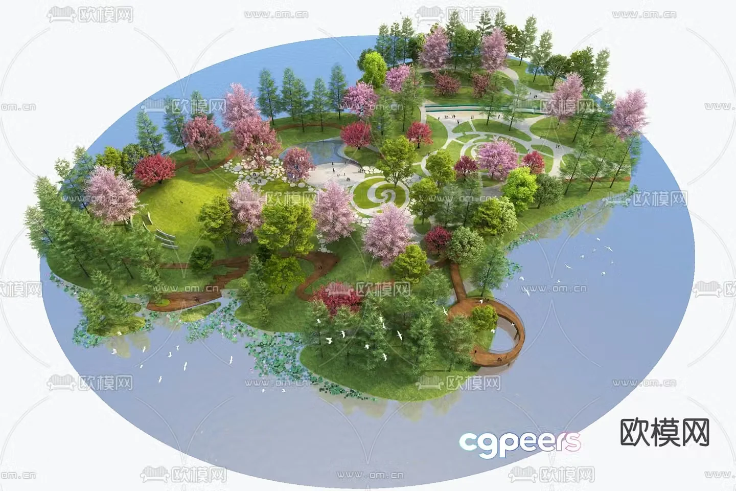 Modern garden landscape 3d model