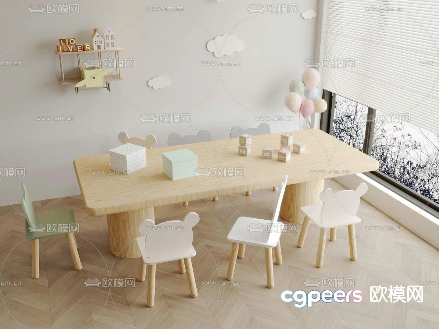 Children’s tables and chairs game tables and chairs 3d model