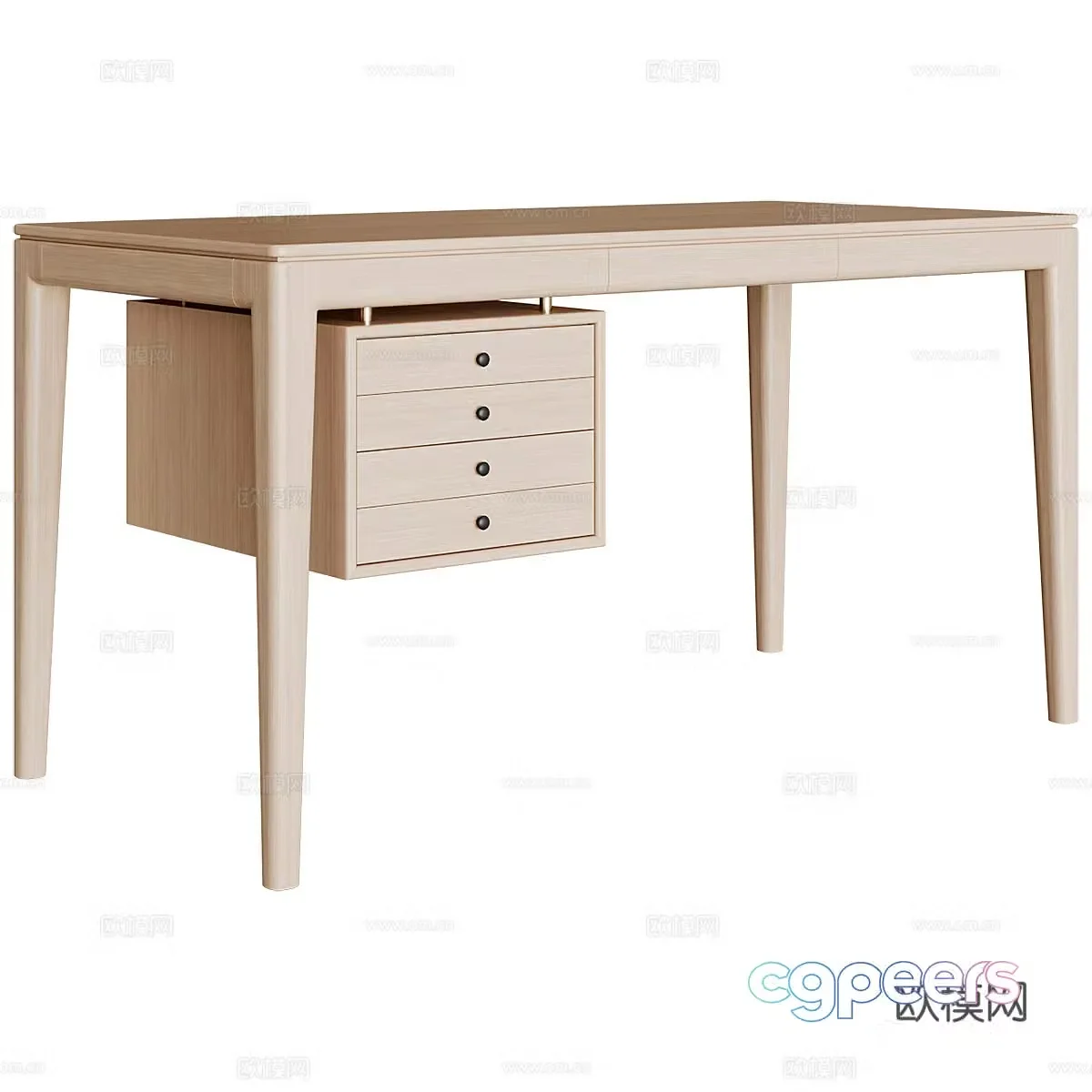 New Chinese style log walnut solid wood desk 3D model