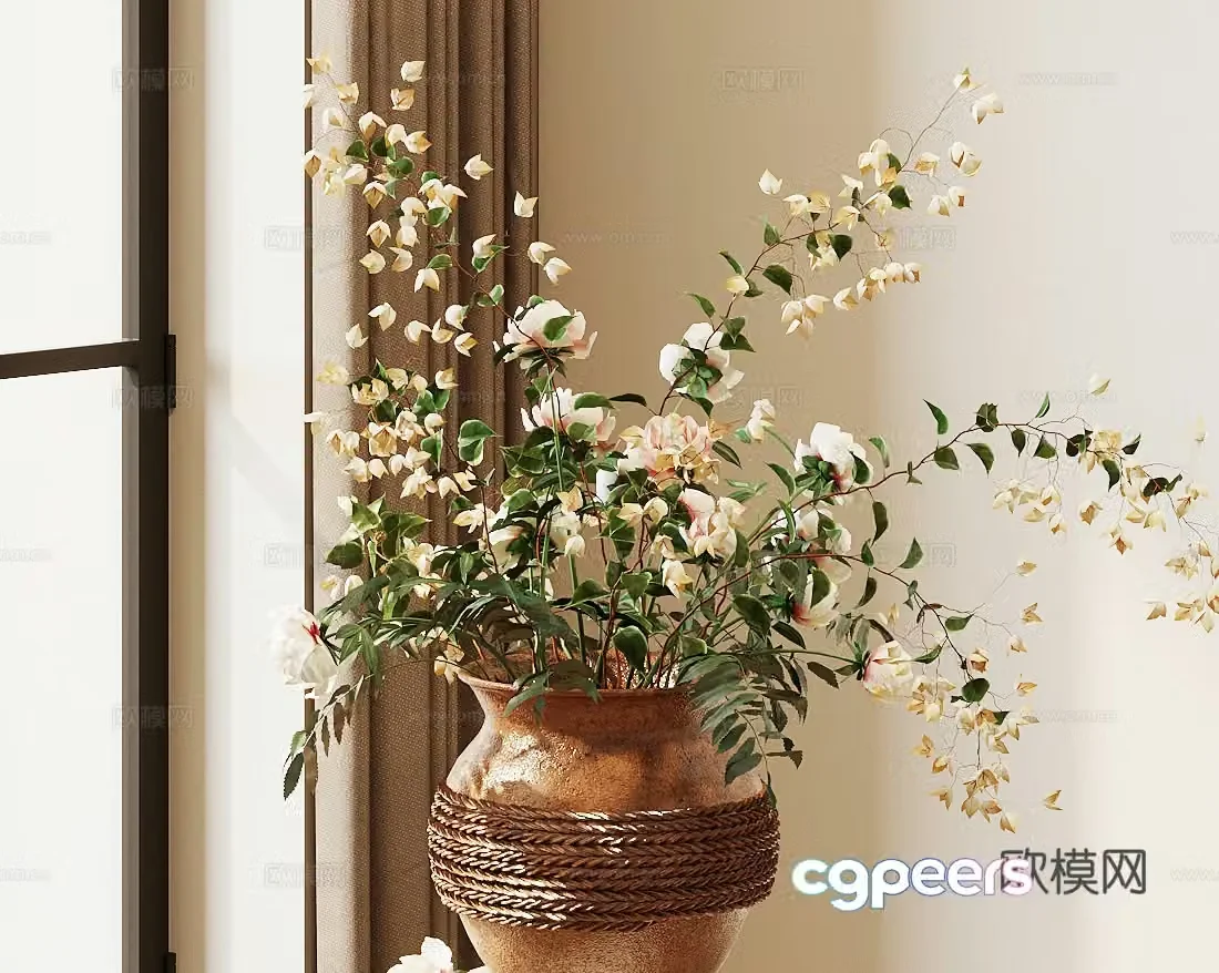 Wasabi vase flower arrangement fake flowers immortal flowers 3d model