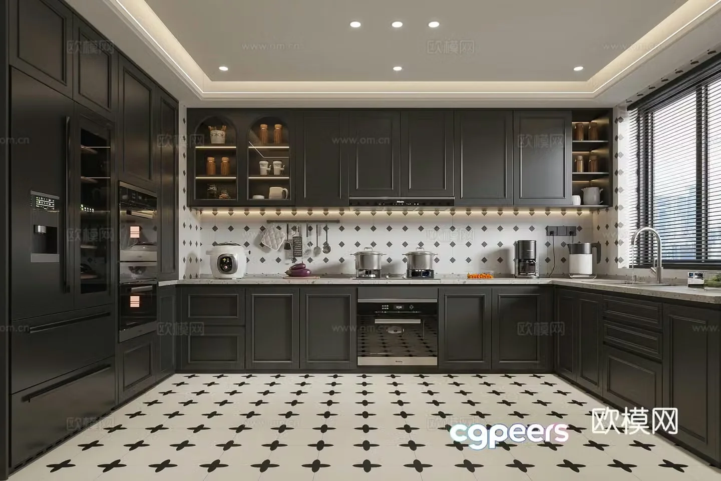 French enclosed kitchen 3d model
