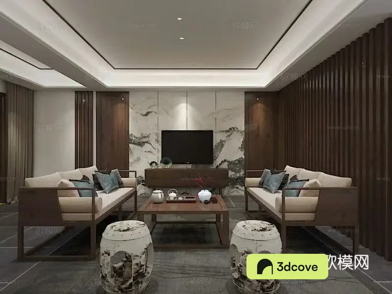 New Chinese style living room Zen living room