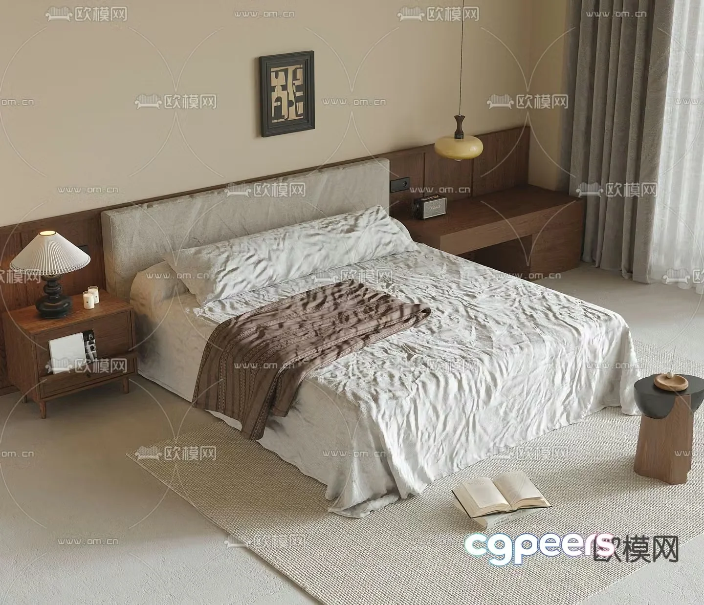 Medieval style double bed 3d model
