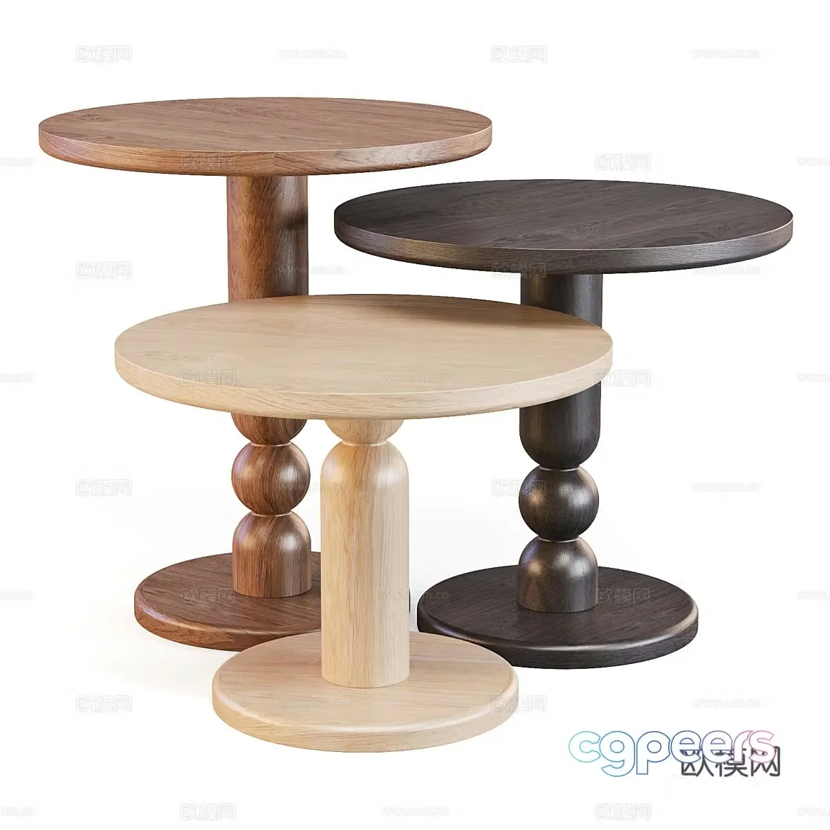 Middle-aged round table side table 3D model