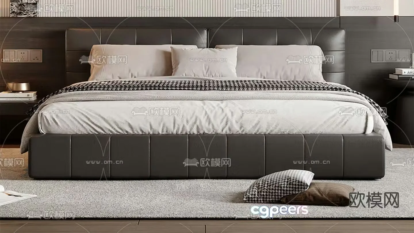 Italian double bed 3d model