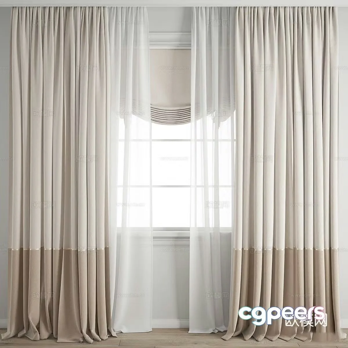 New Chinese style fabric curtain 3D model