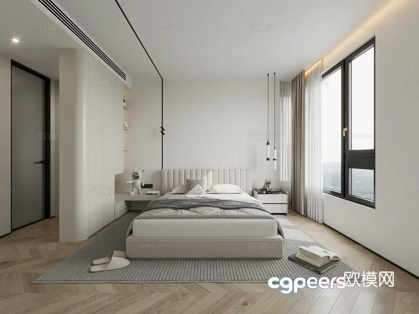 Modern minimalist bedroom master room Simple bedroom master room Master bedroom Parent room Elderly room 3D model