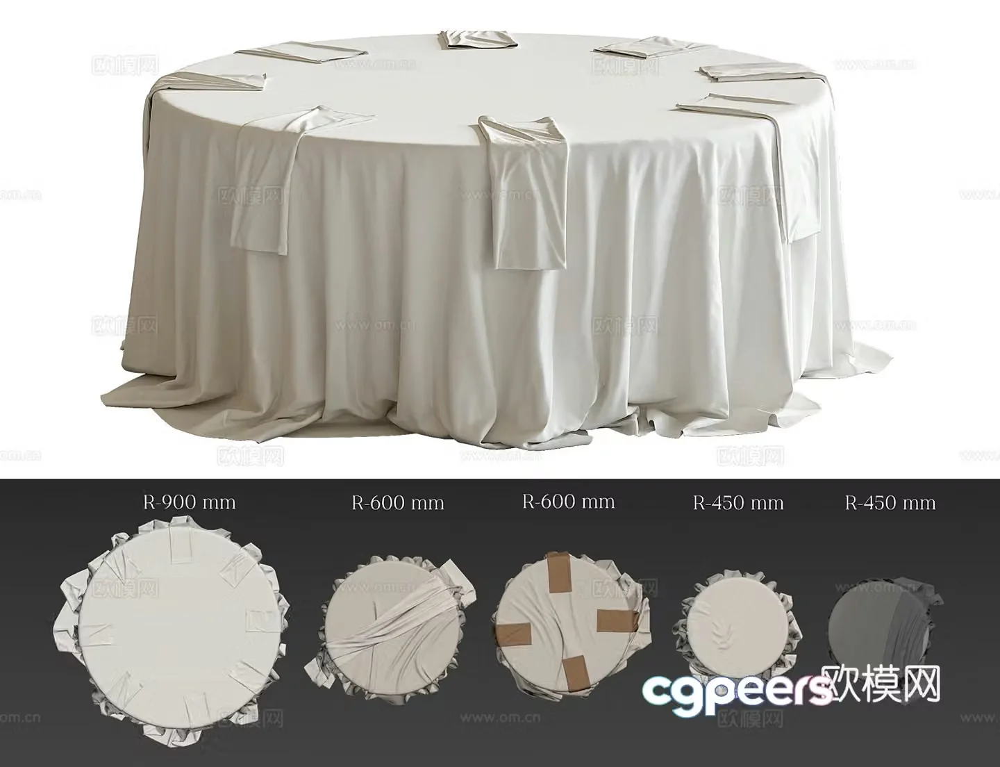 Hotel round dining tablecloth 3d model