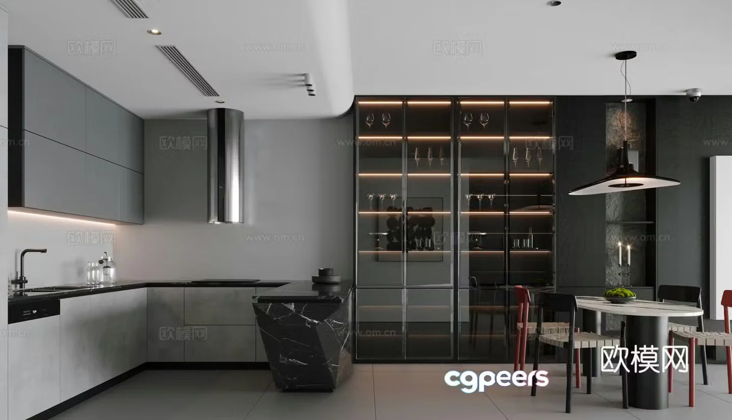 Modern restaurant kitchen 3d model