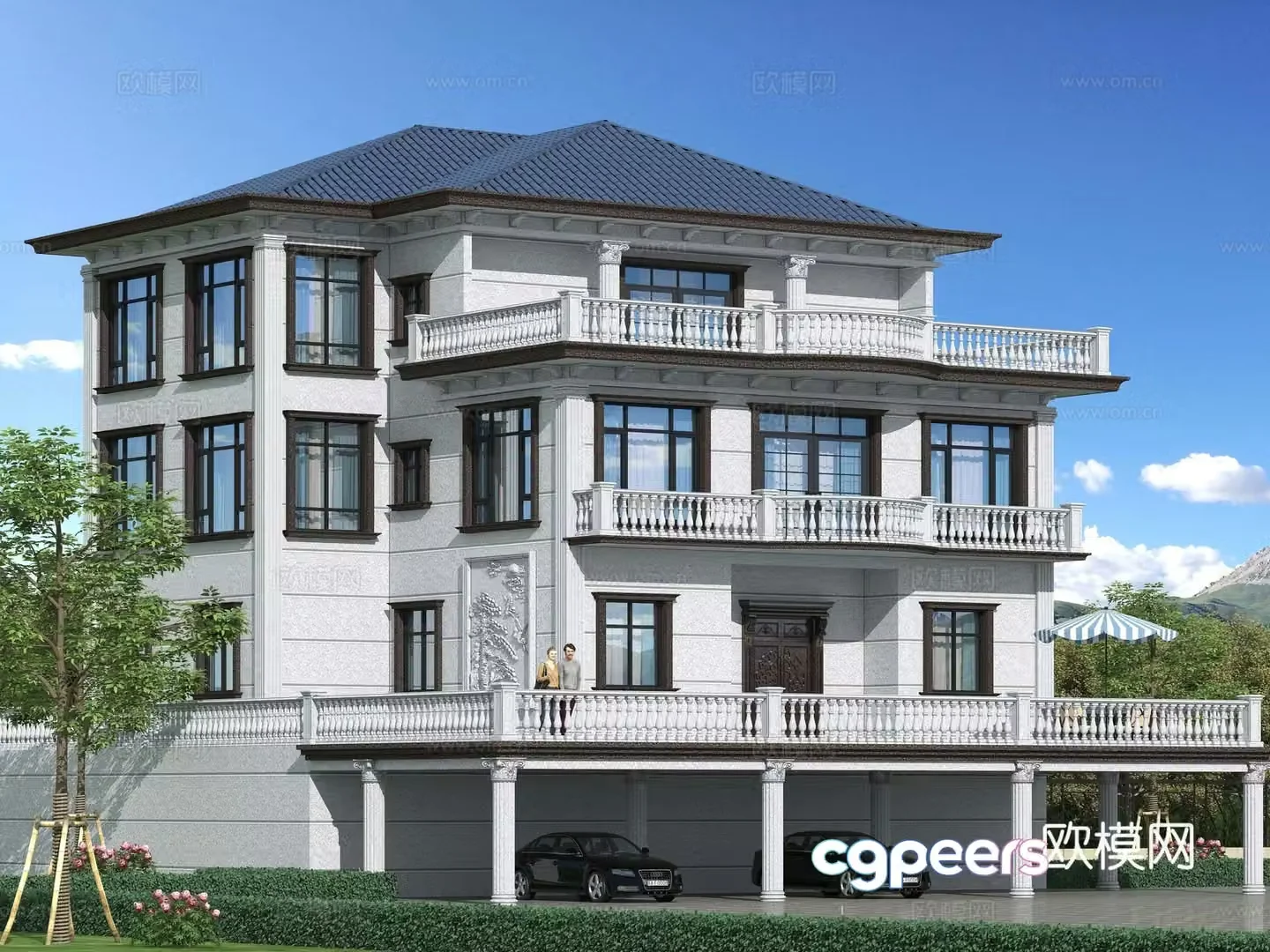 Simple European single-family villa appearance 3D model