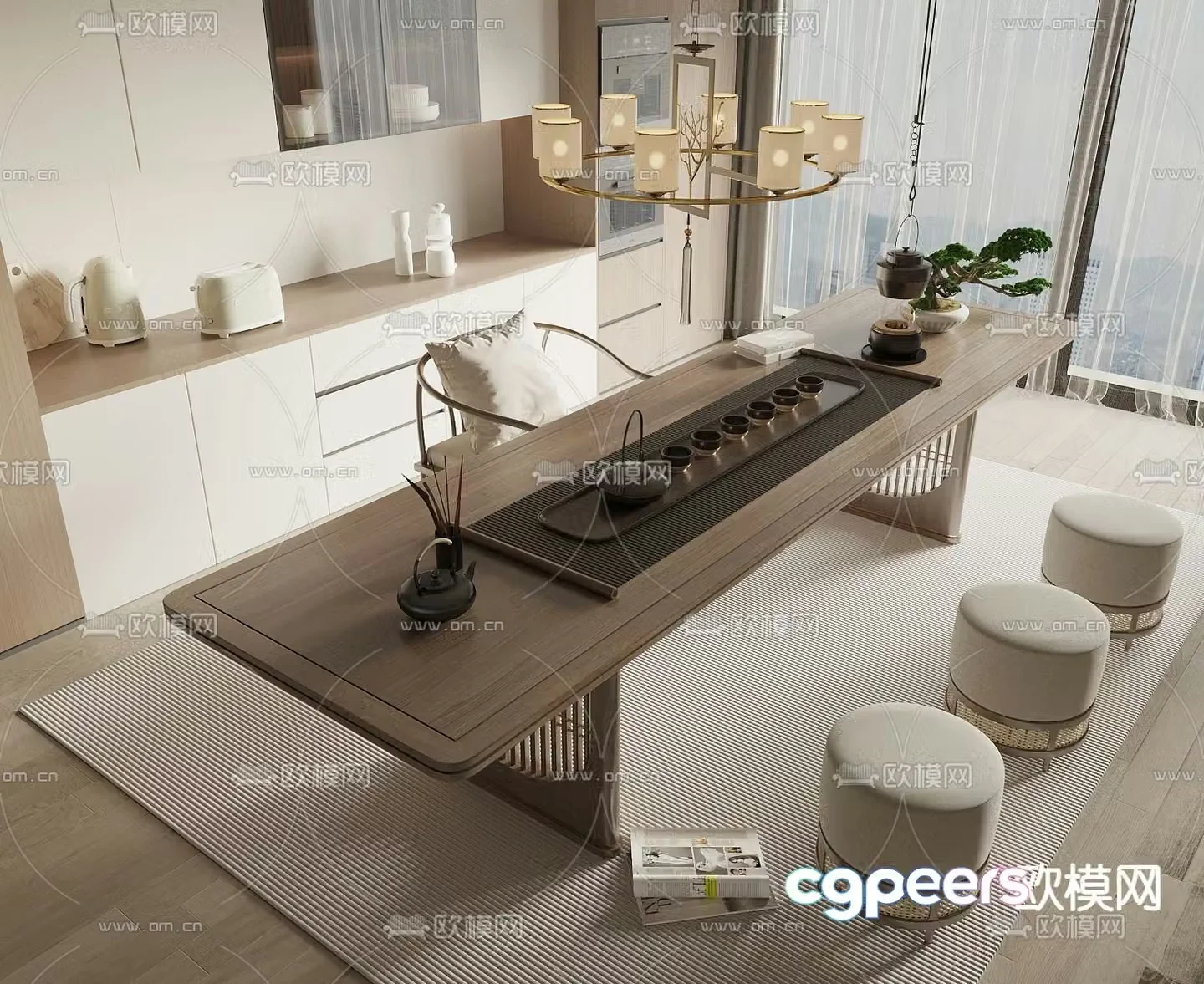 New Chinese style tea table tea table 3d model