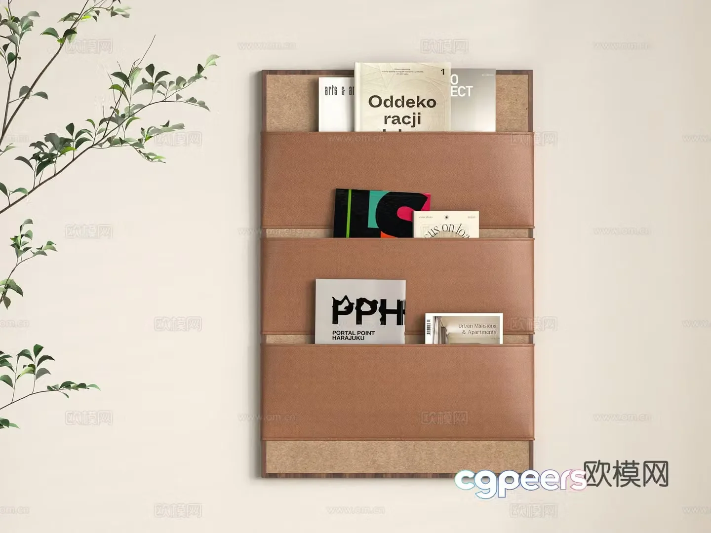 Modern wall hanging magazine storage bag 3d model