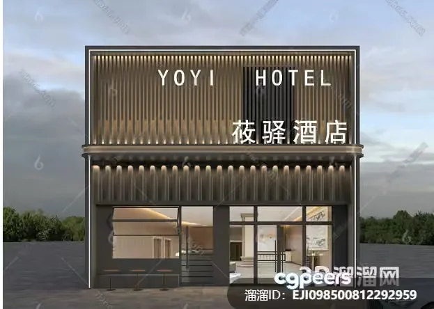 The Main Subject Is A Hotel Building With A Sign That Says Yoy 3D Model – 17268 – VRAY Render