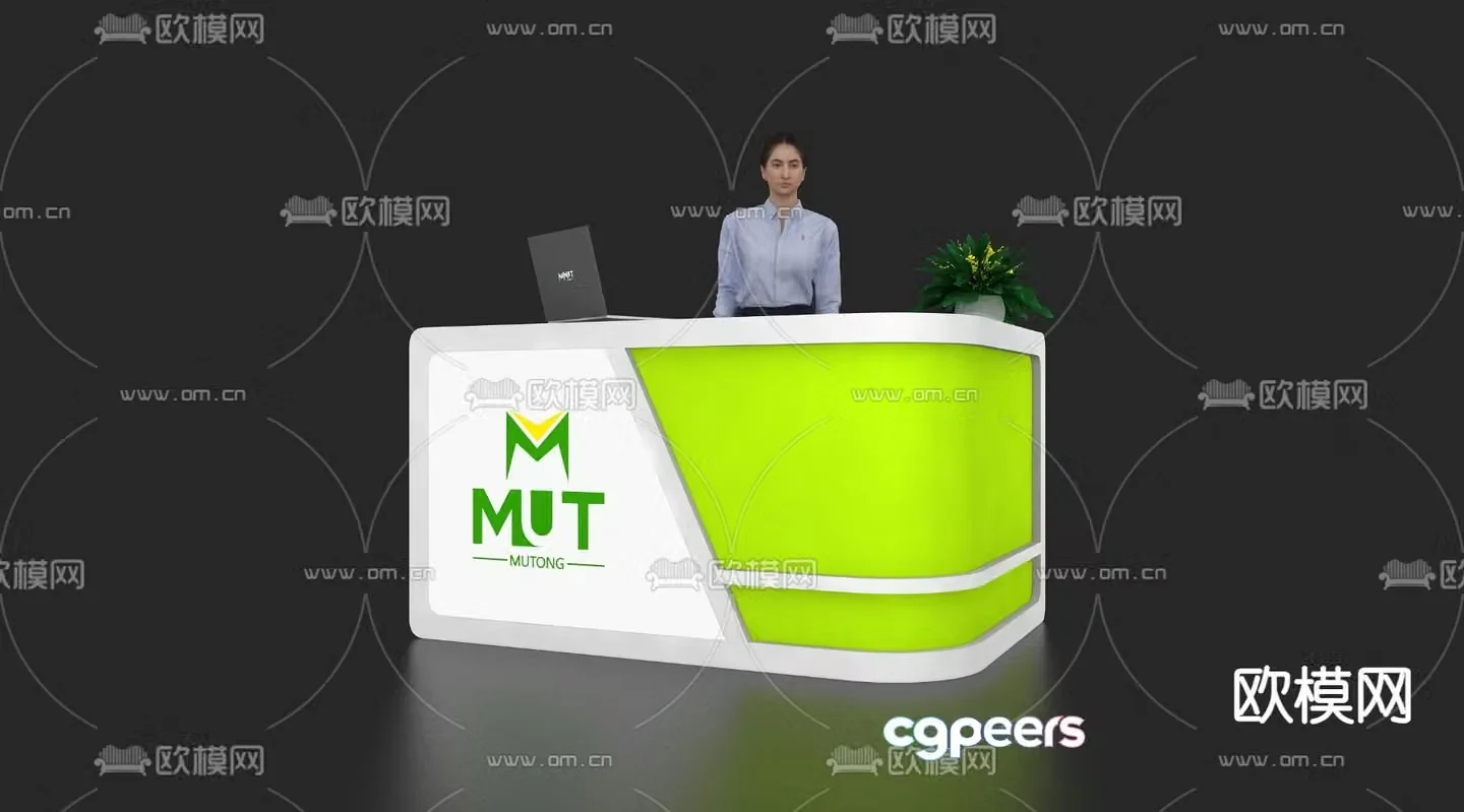 Modern front desk reception desk service desk 3d model