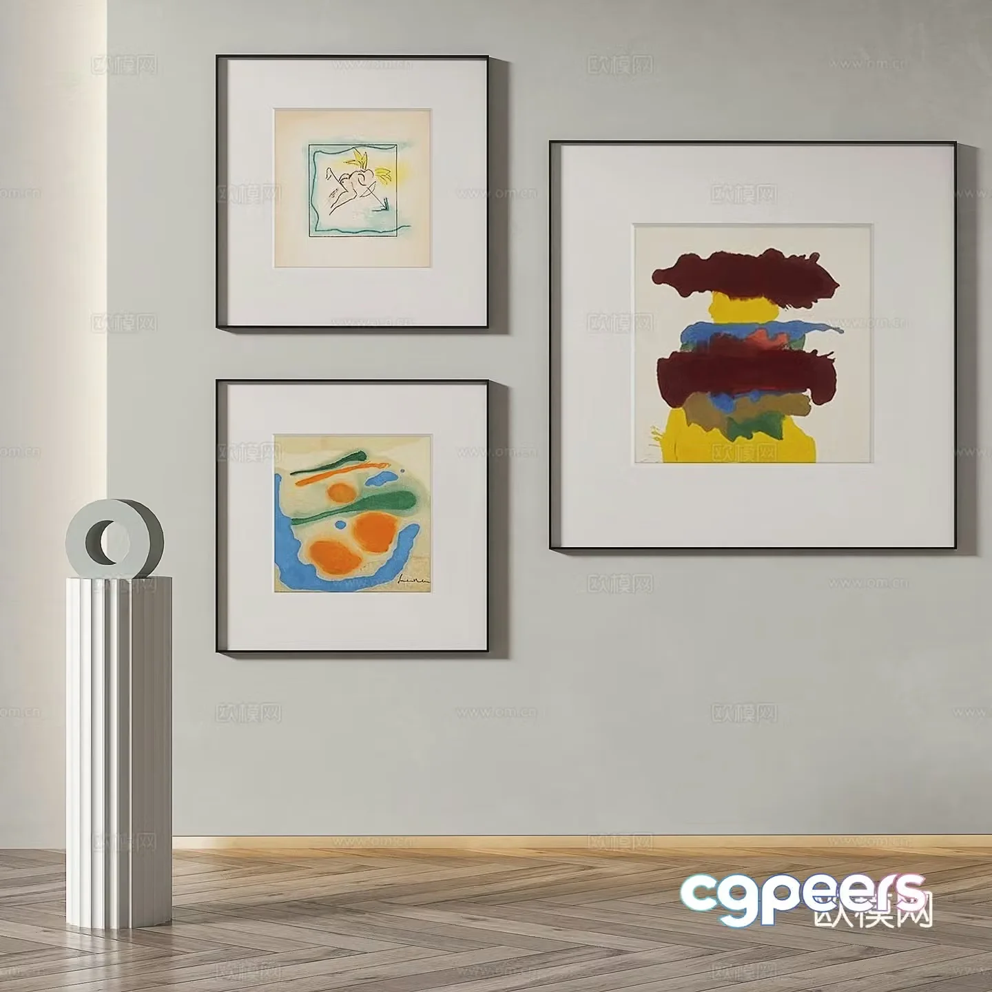 Modern minimalist abstract decorative painting 3d model