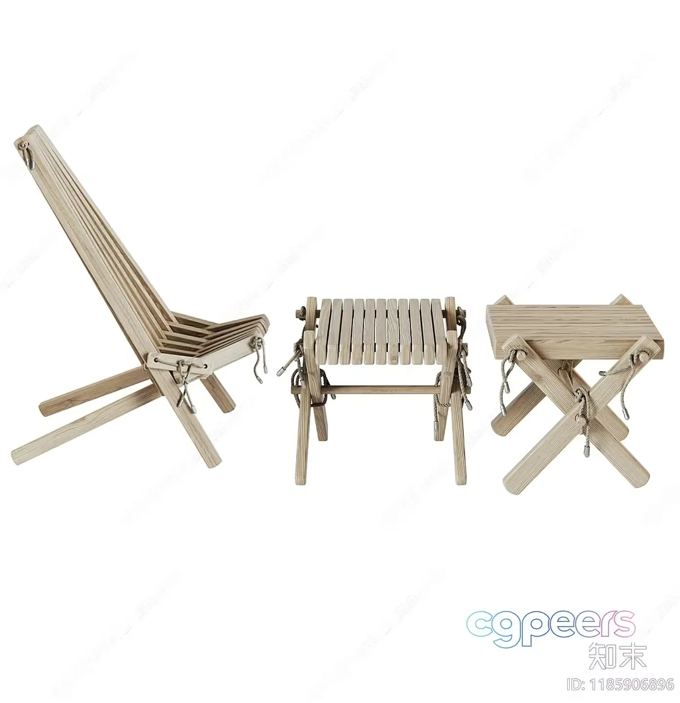 Wooden Folding Chair Set 3D Model – 5893 – CORONA Render