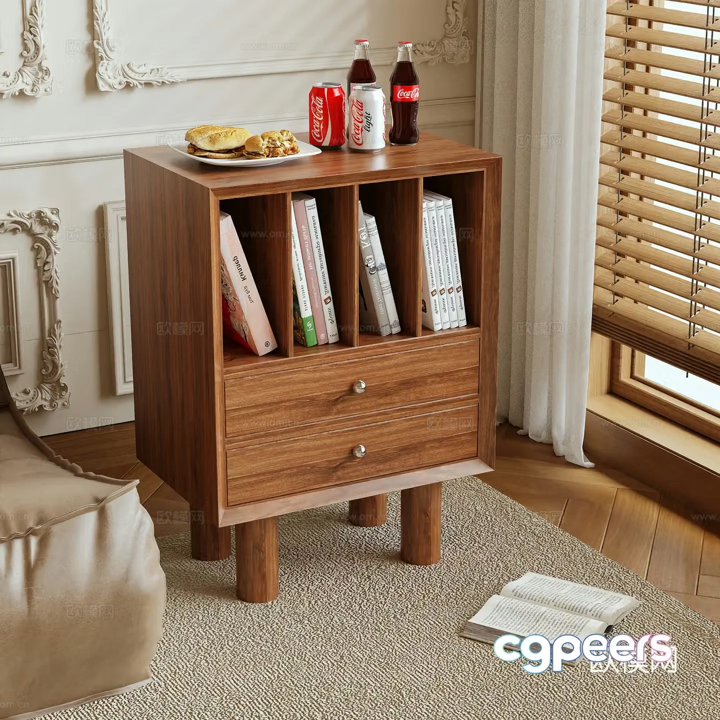 Log wind side table 3D model