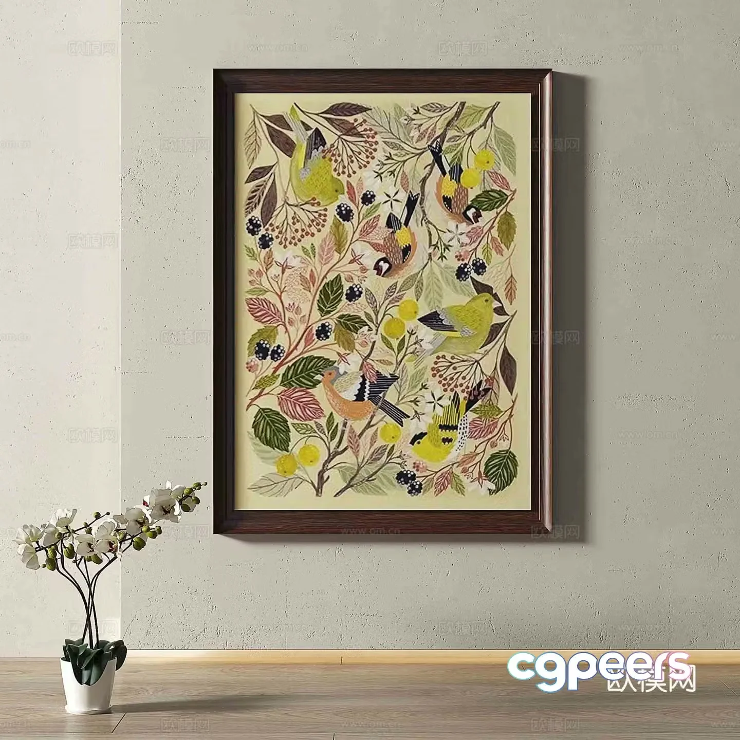 Retro hanging paintings decorative paintings 3d model
