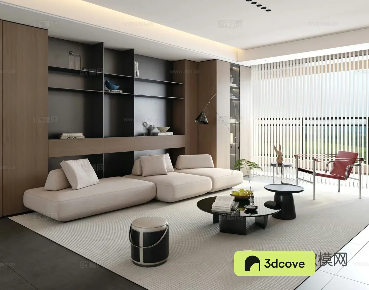 Italian minimalist living room large flat floor horizontal hall modern minimalist living room