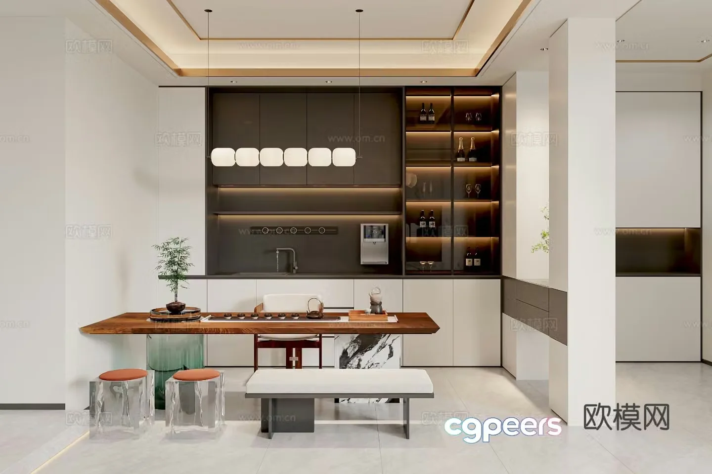 New Chinese tea room 3d model