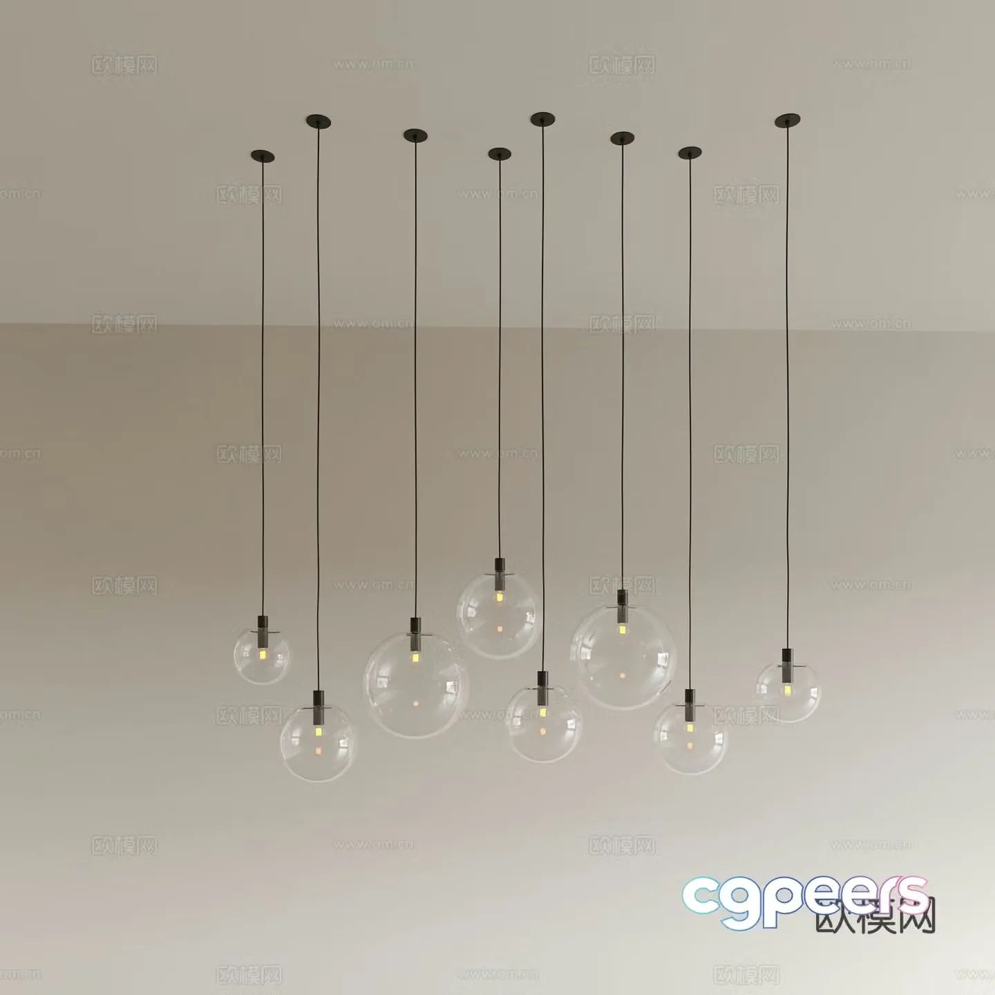 Glass chandelier restaurant chandelier 3d model