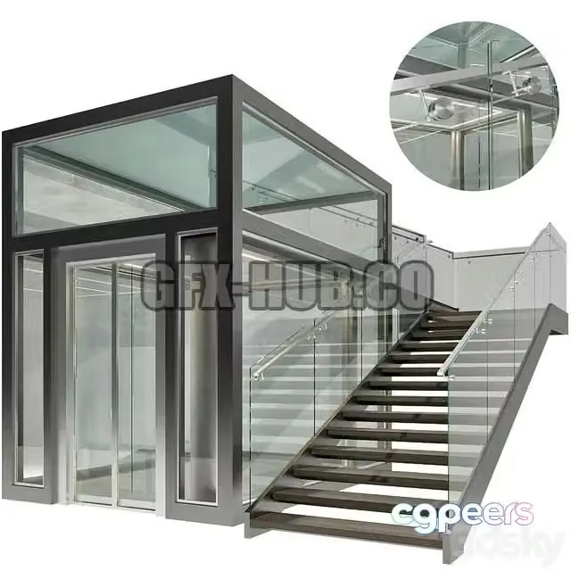 3ds Max Free – ELEVATOR AND STAIR NO10