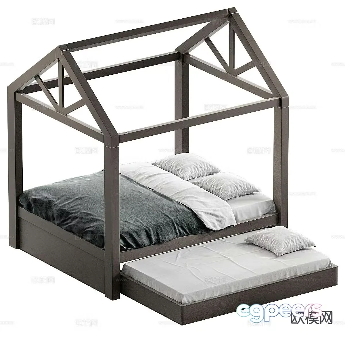 Modern double bed 3d model