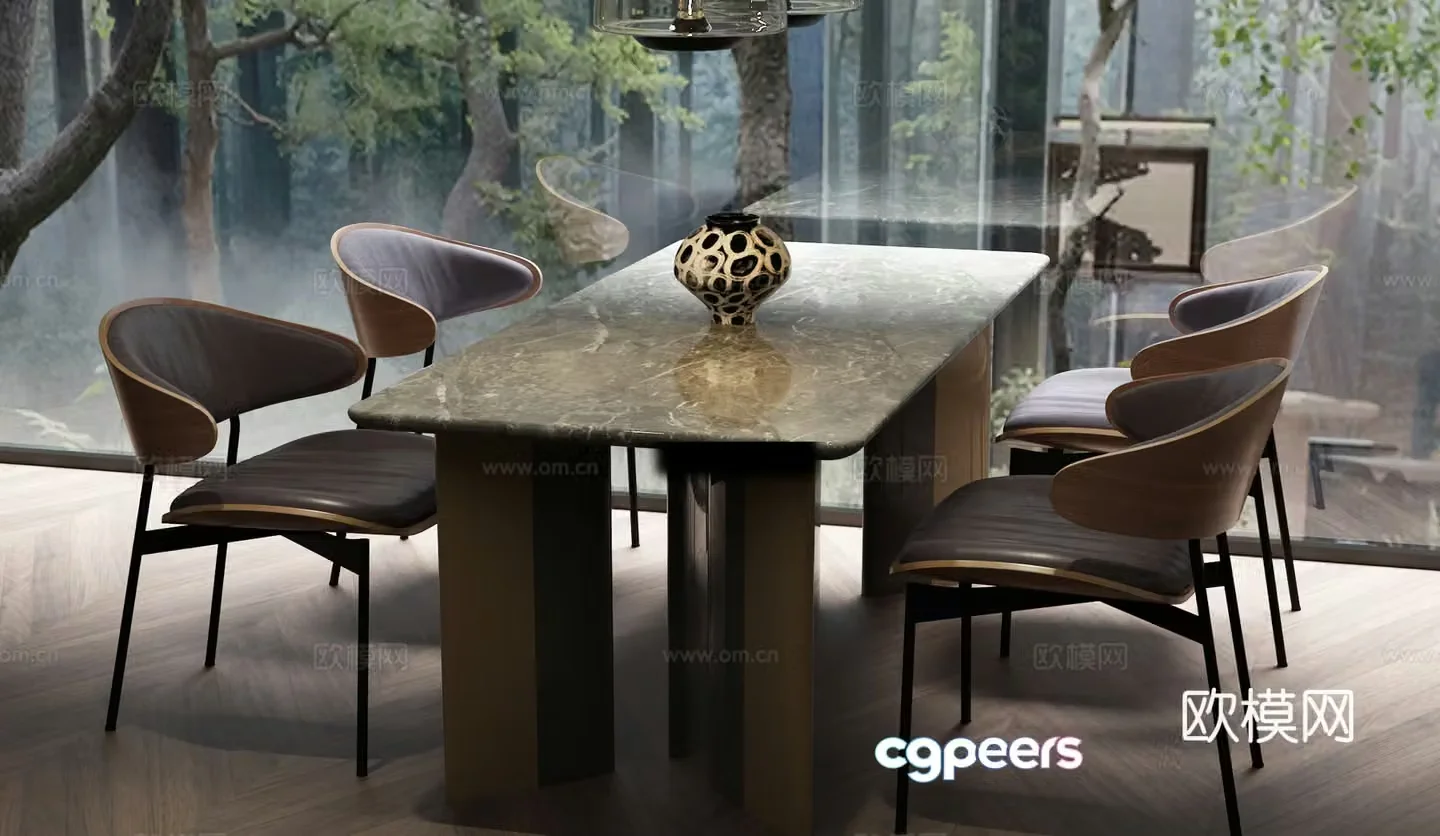 Modern Italian dining table and chair combination Modern dining table and chair combination Italian dining table and chair Italian minimalist dining table and chair 3D model