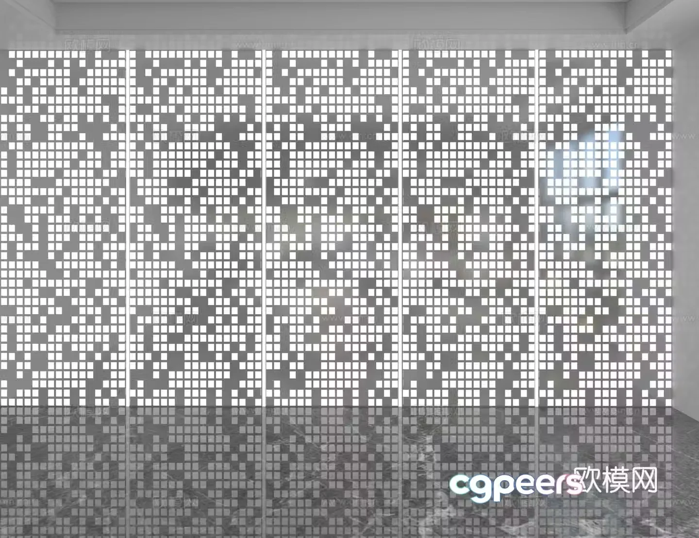Modern luminous board perforated board background wall 3d model