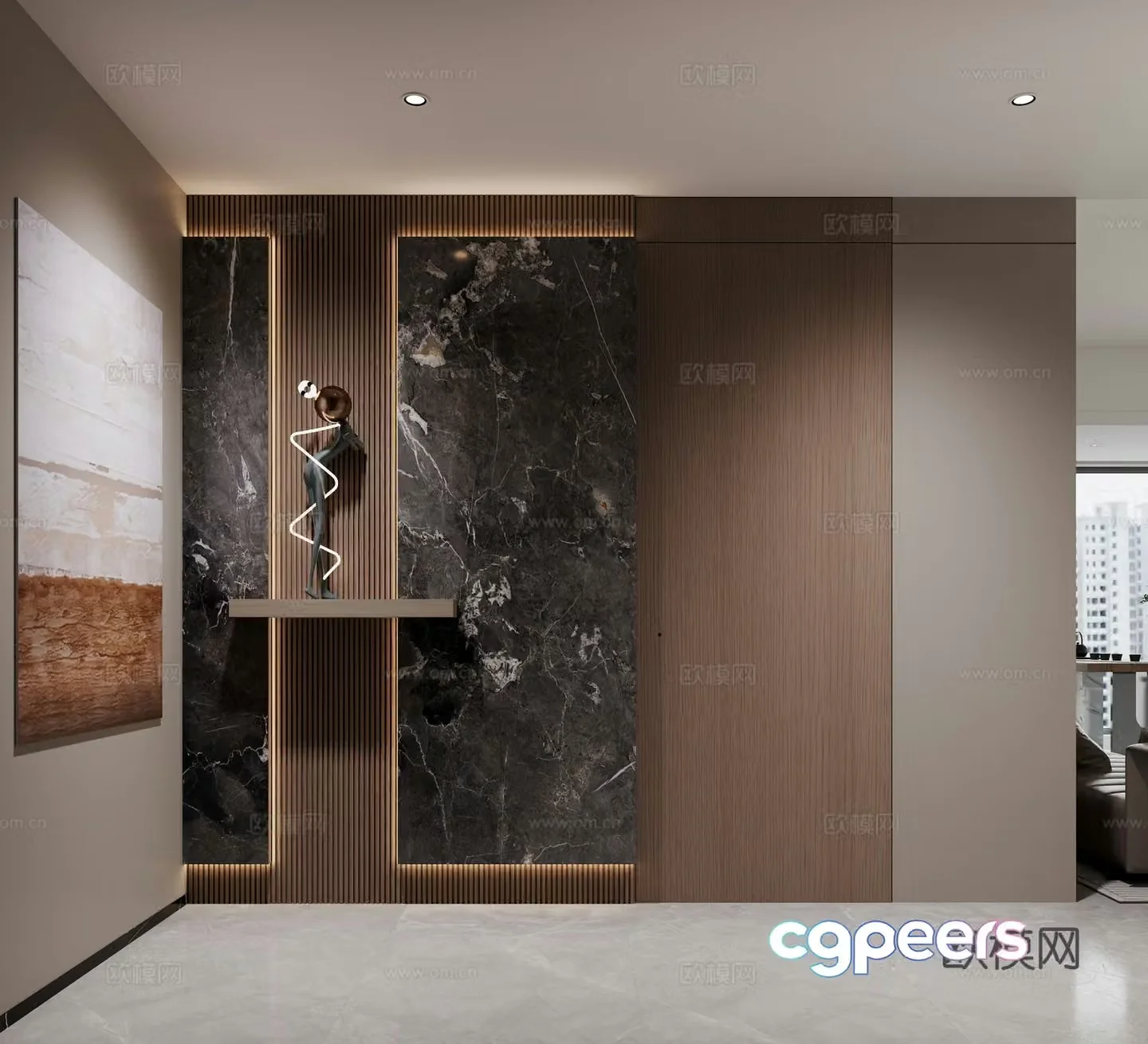 Modern living and dining room 3d model