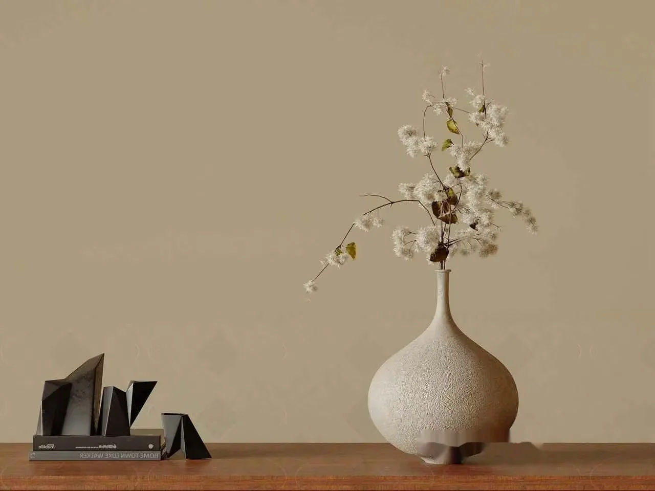White Vase With Flowers 3D Model – 3864 – VRAY Render