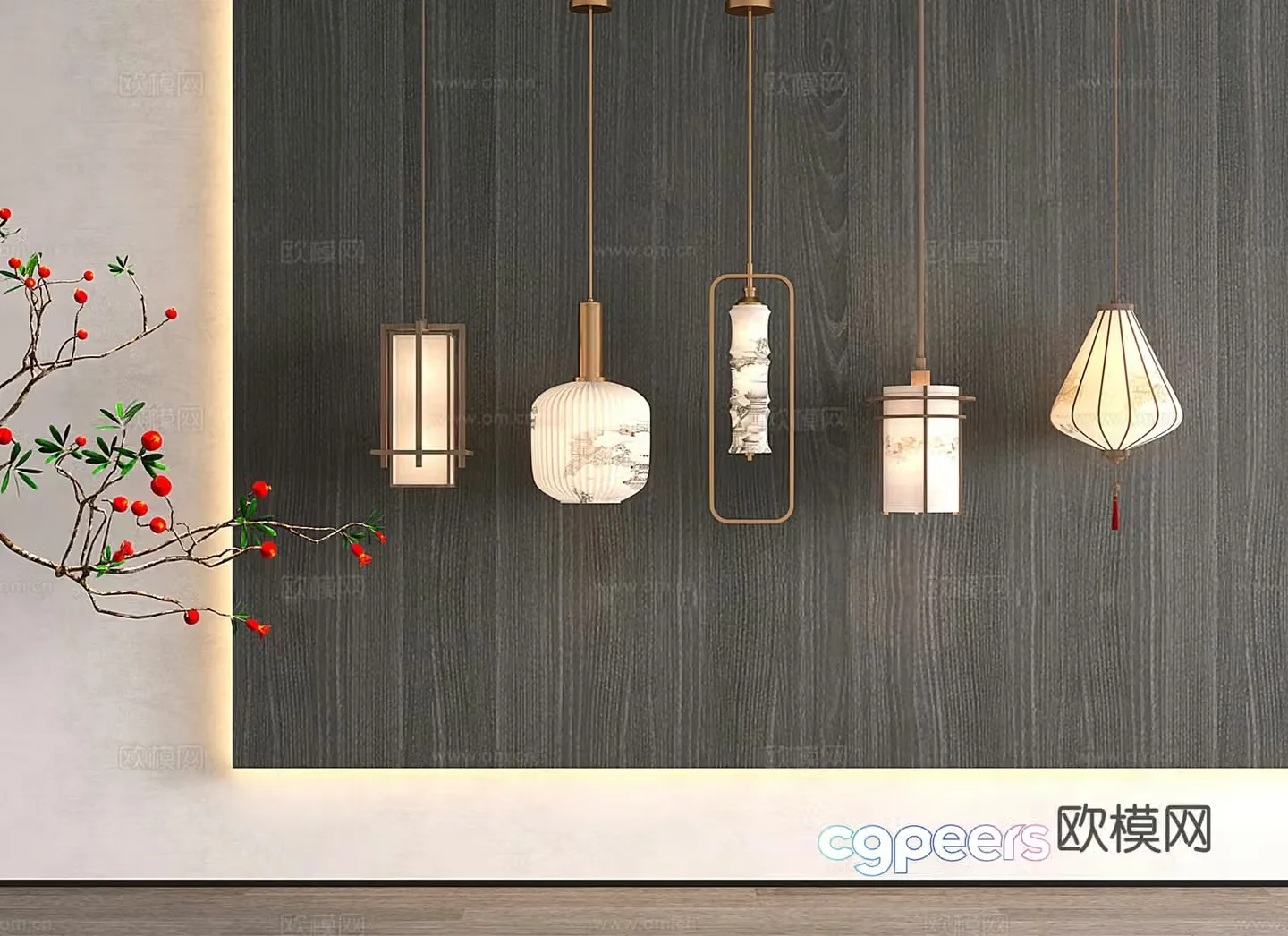 New Chinese Zen Chandelier Small Chandelier Lantern Chandelier Bedside Chandelier Restaurant 3D Model
