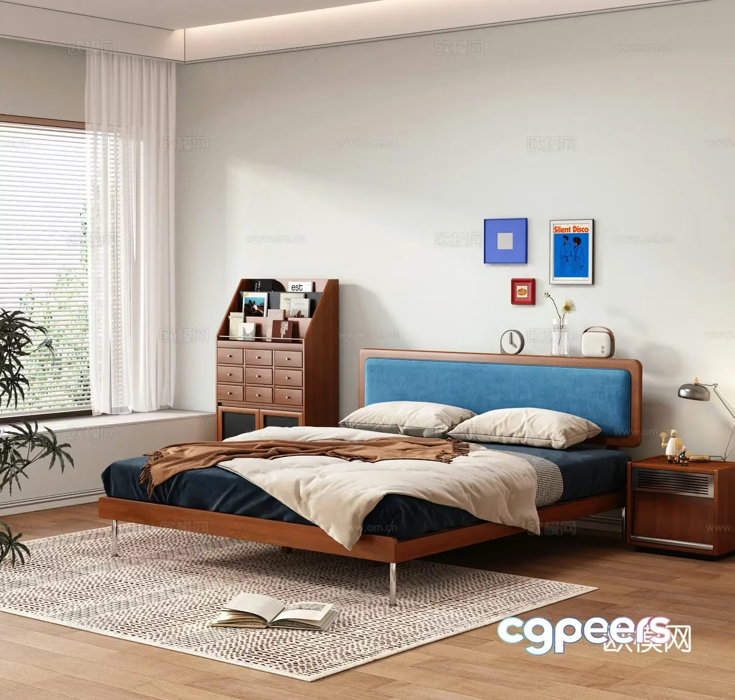 Medieval style double bed 3d model
