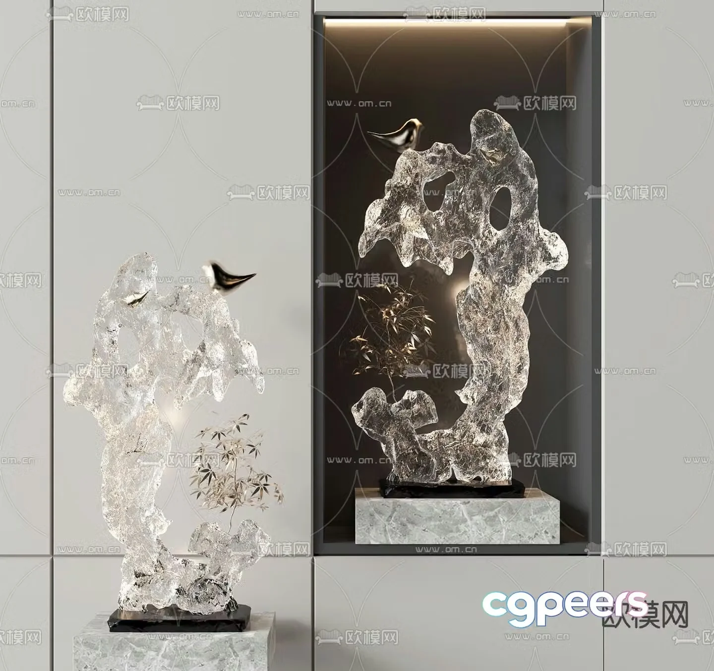 Taihu stone Acrylic sculpture Art ornament 3D model