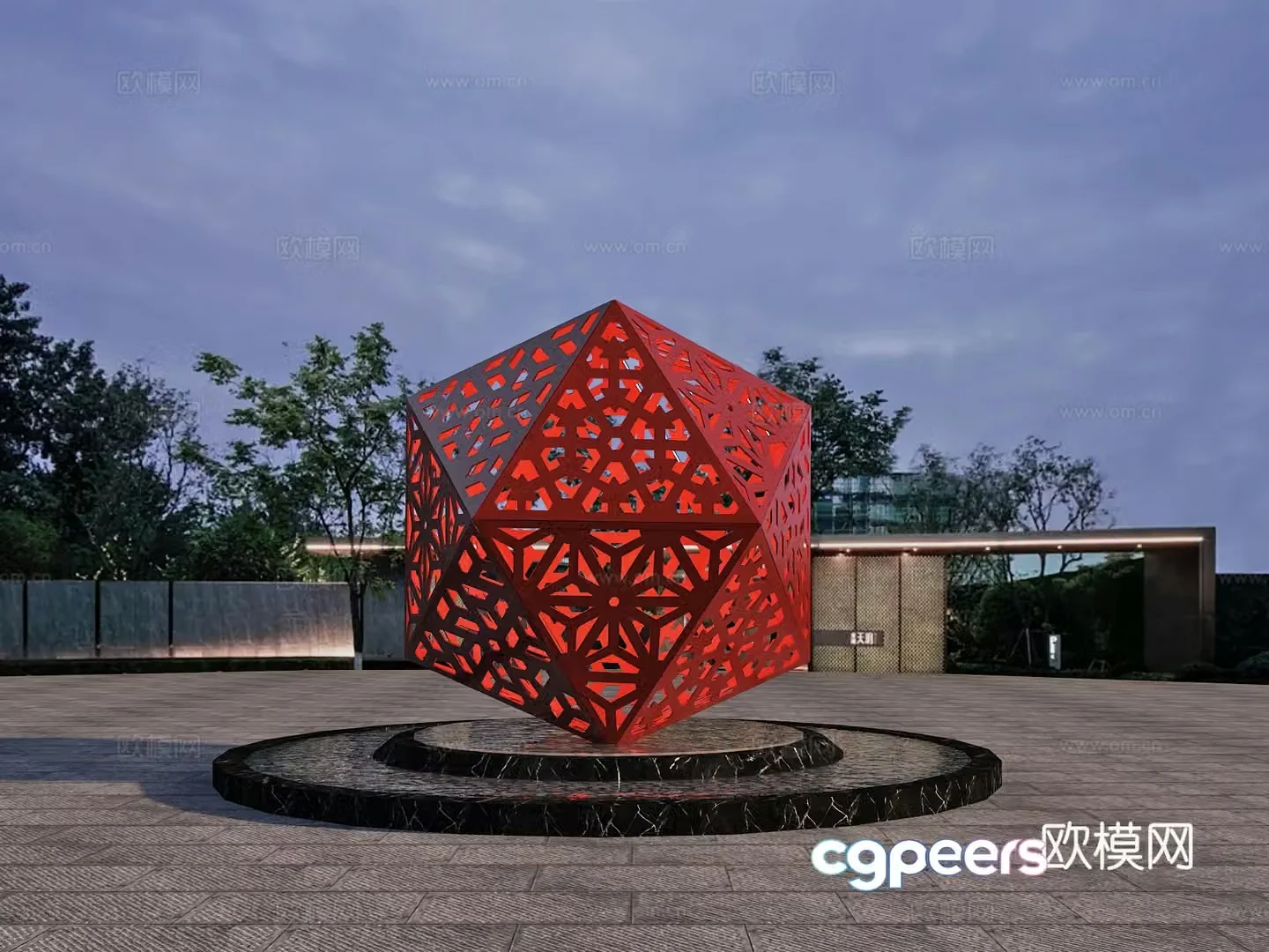 Square installation Sculpture Landscape Art sketch 3d model