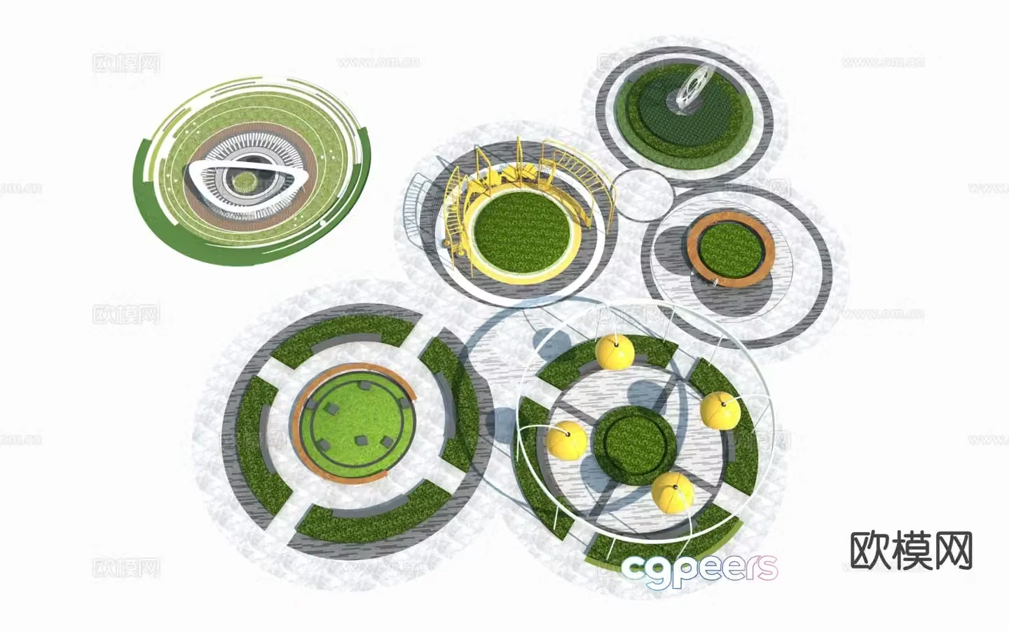 Landscape Park Street Park Pocket Park Square Landscape 3D Model
