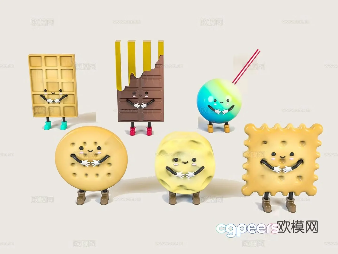 Modern trendy cookie snack doll 3D model
