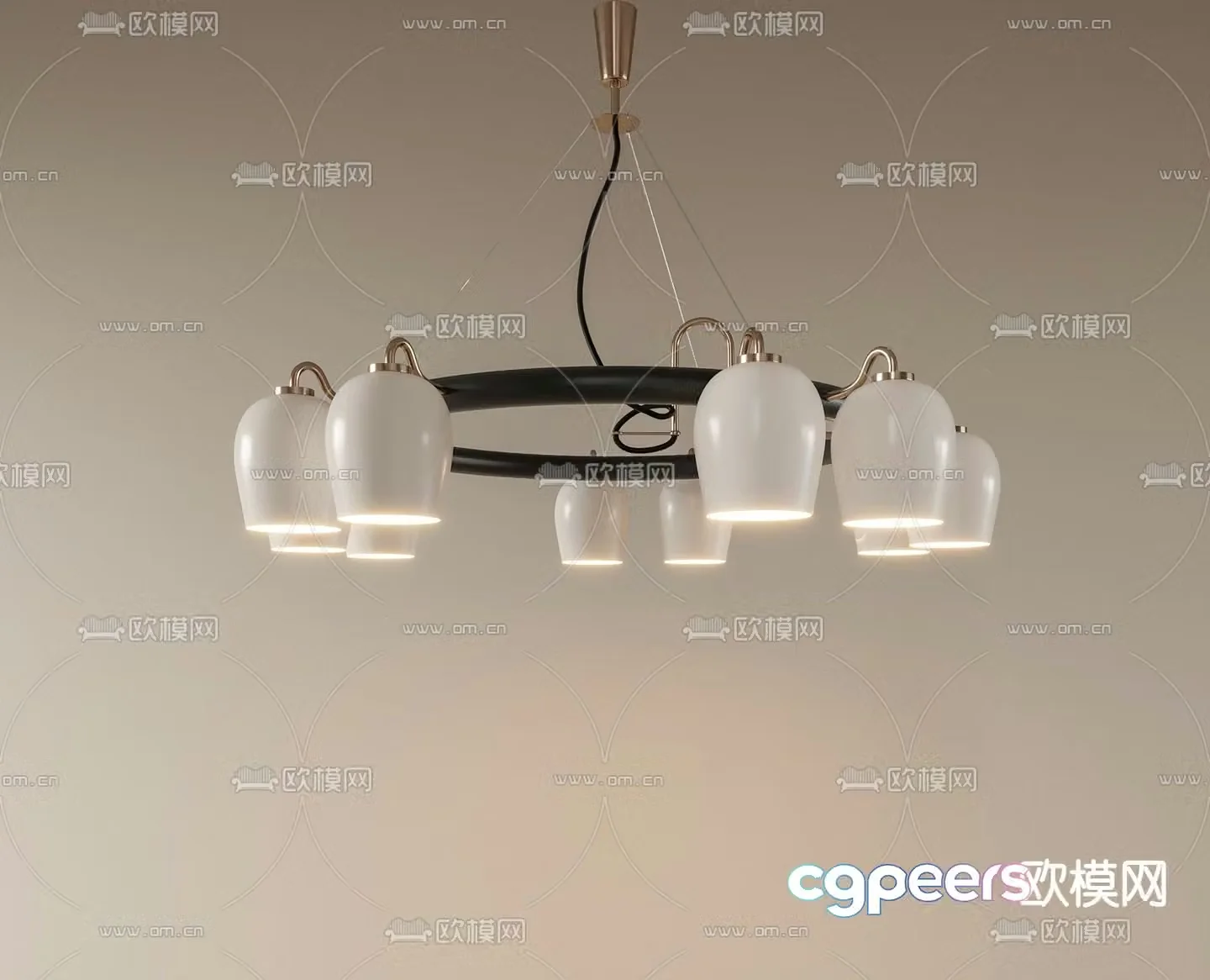 French Chandelier Creamy Chandelier 3d Model