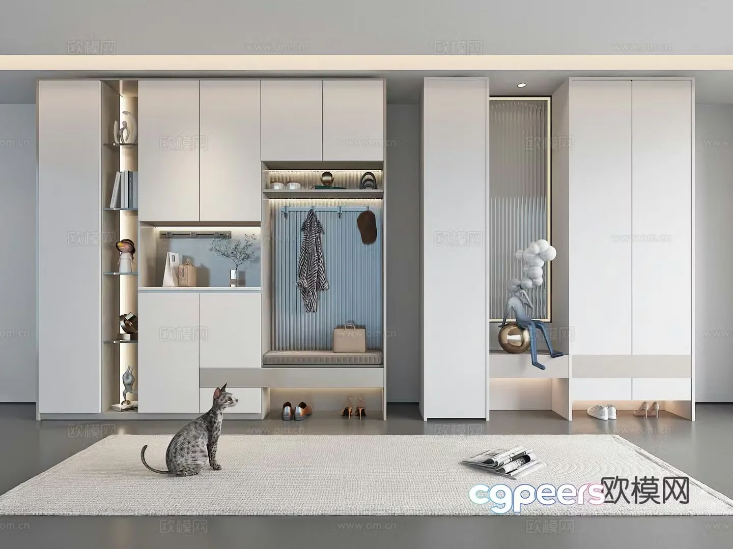 Modern partition shoe cabinet entrance shoe cabinet 3D model