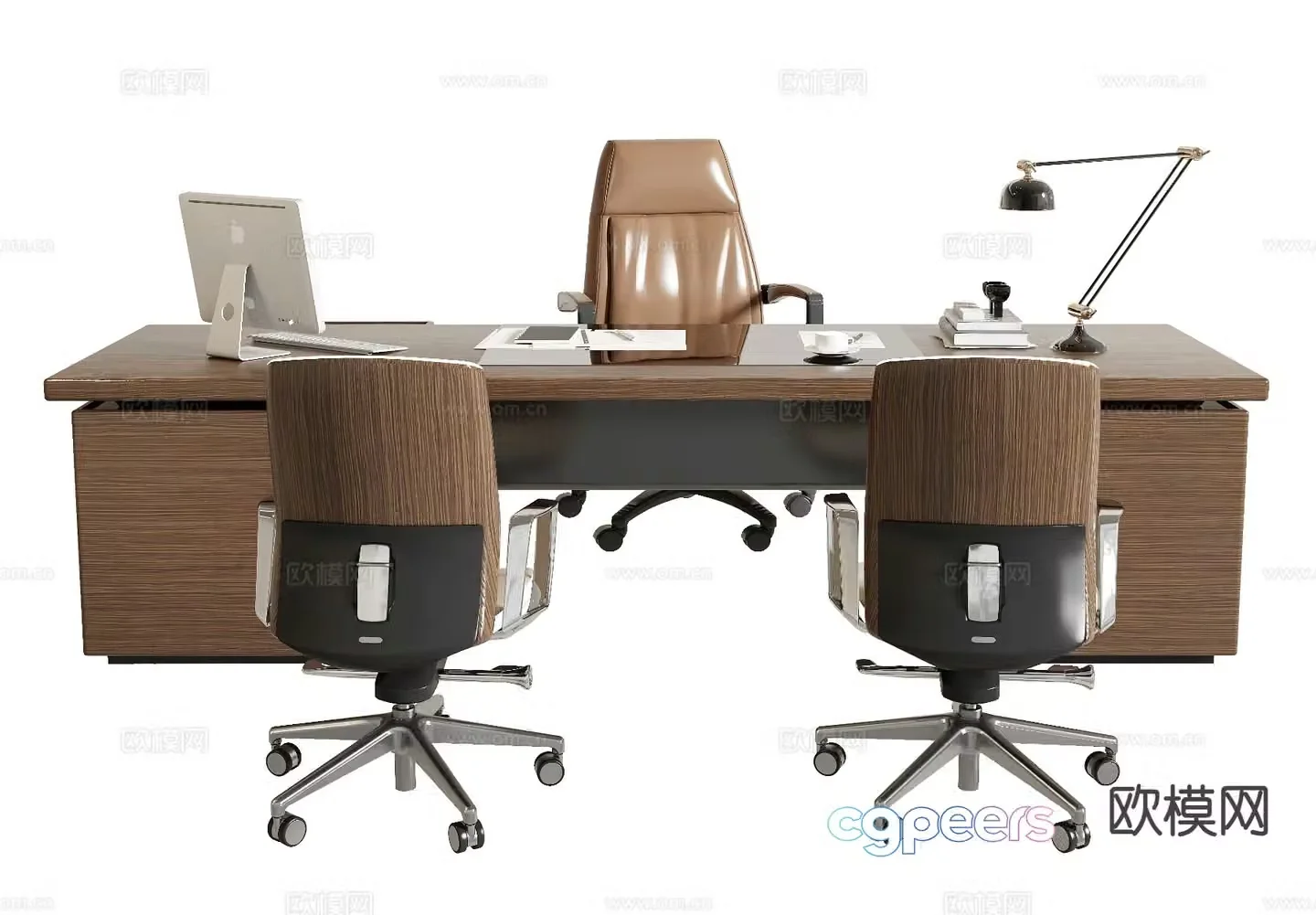 Modern desk desk desk chair office chair boss desk 3d model