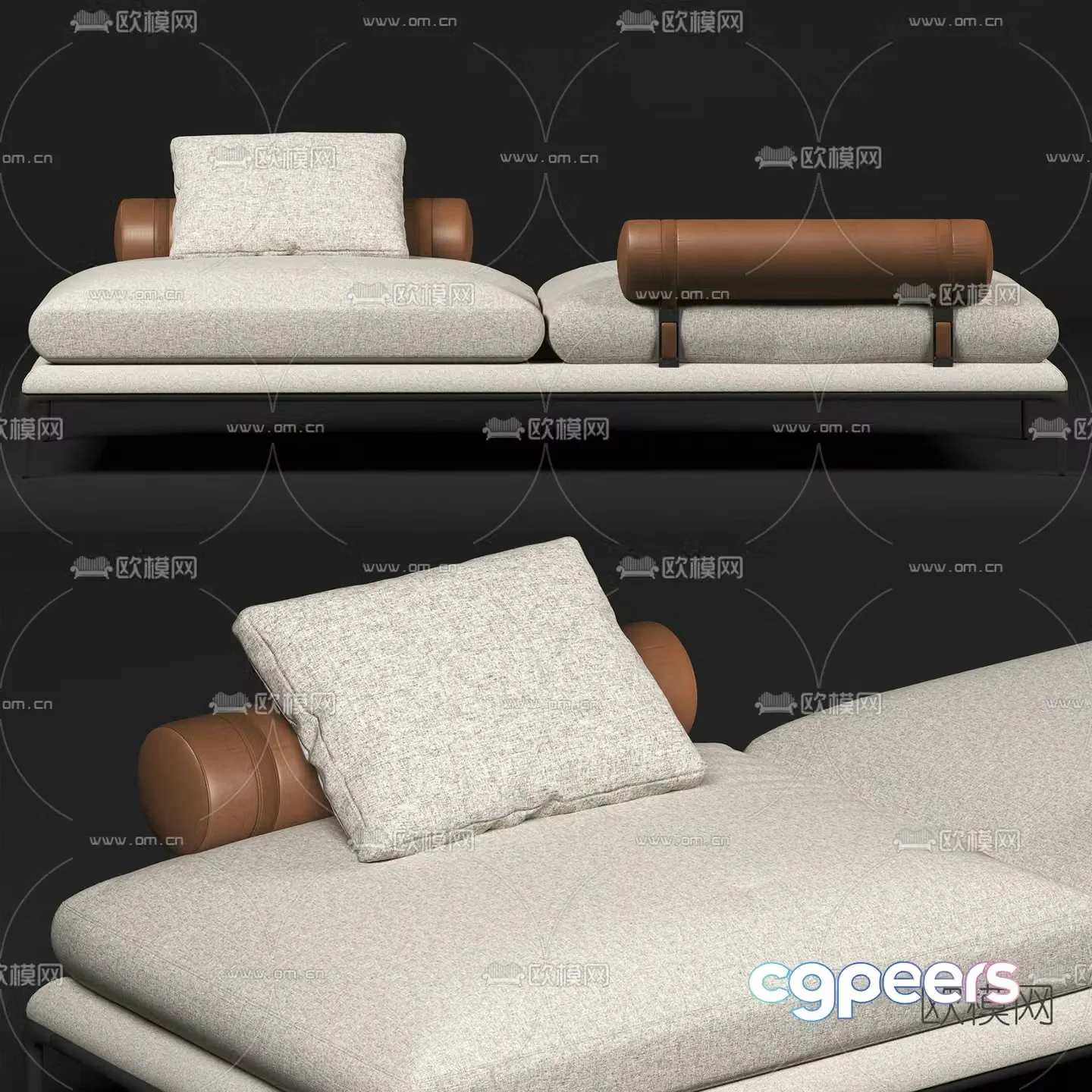 B&B italia modern fabric double sofa 3d model