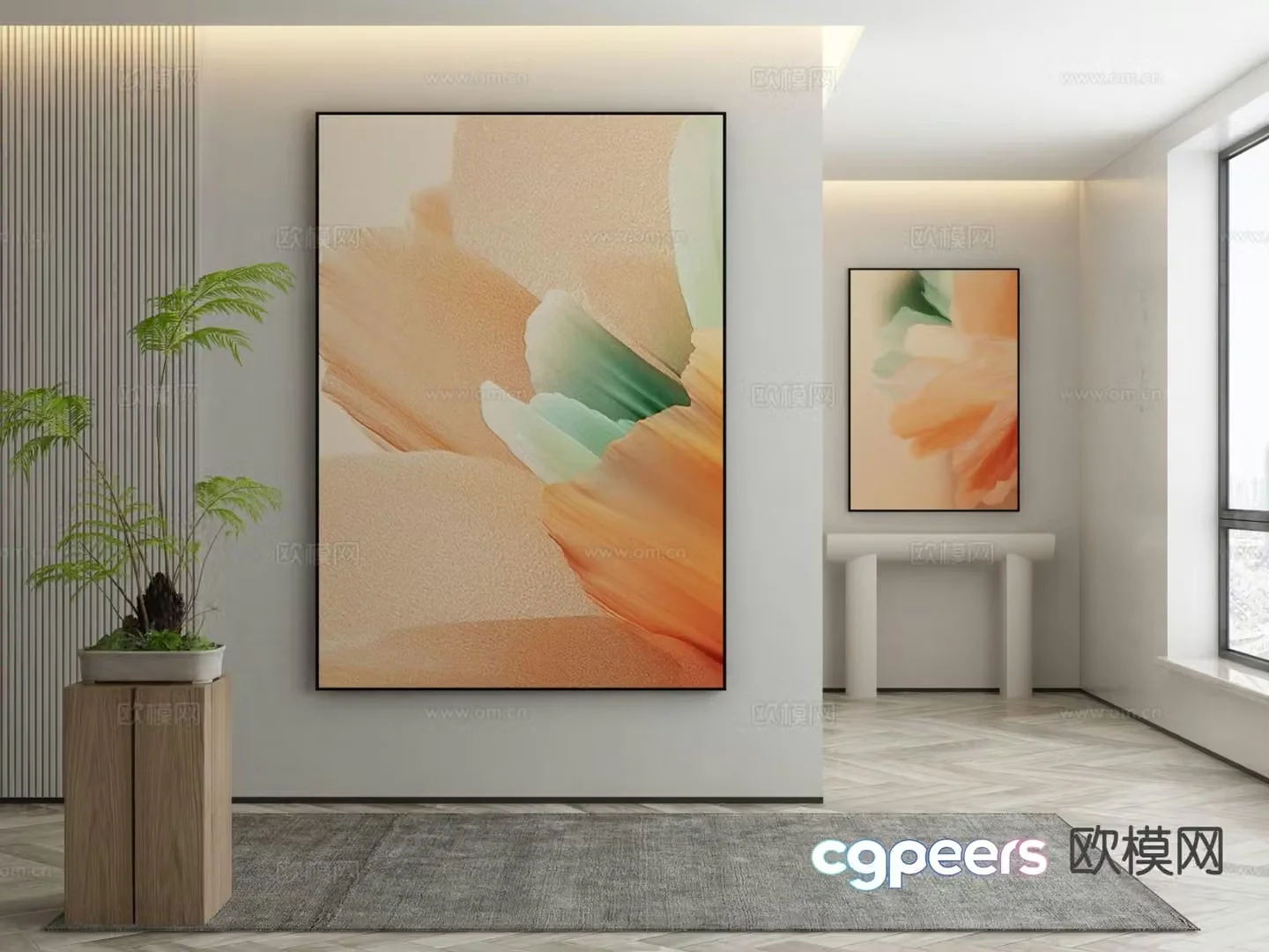 Modern texture painting decorative painting 3d model