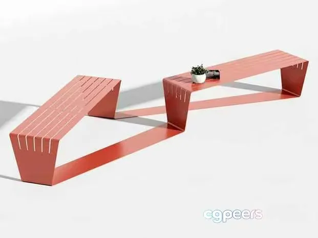 Modern Pink Bench 3D Model – 663 – VRAY Render