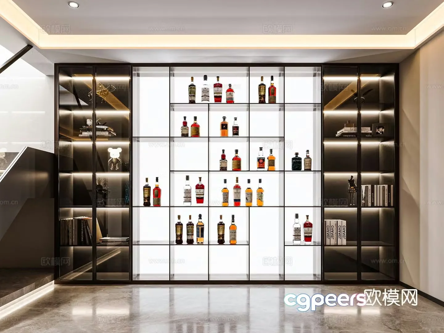 Modern glass wine cabinet wine rack 3d model