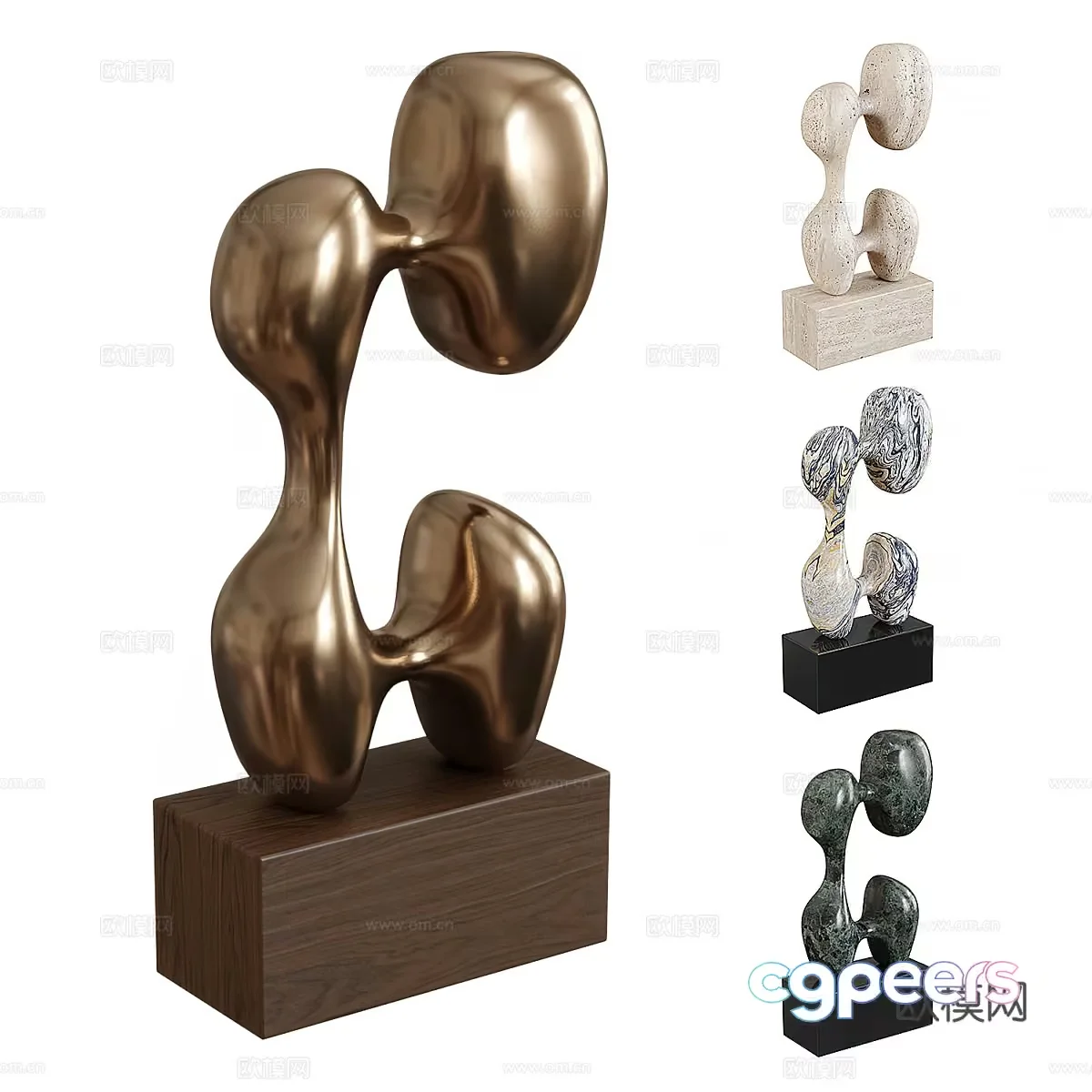 Abstract Sculptures 3D Model – 3645 – CORONA Render