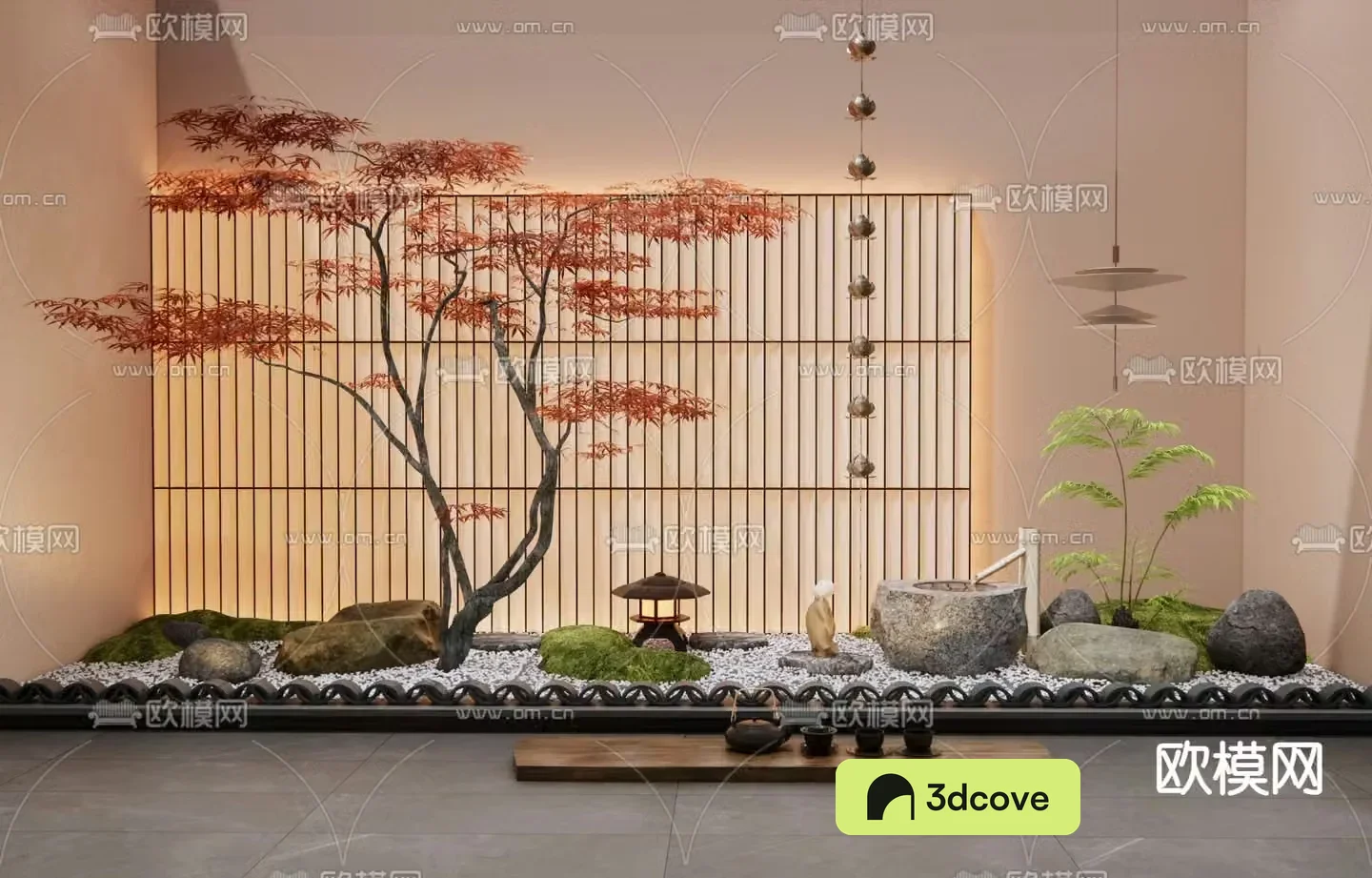 Dry landscape sketch plant landscaping flowing water bowl