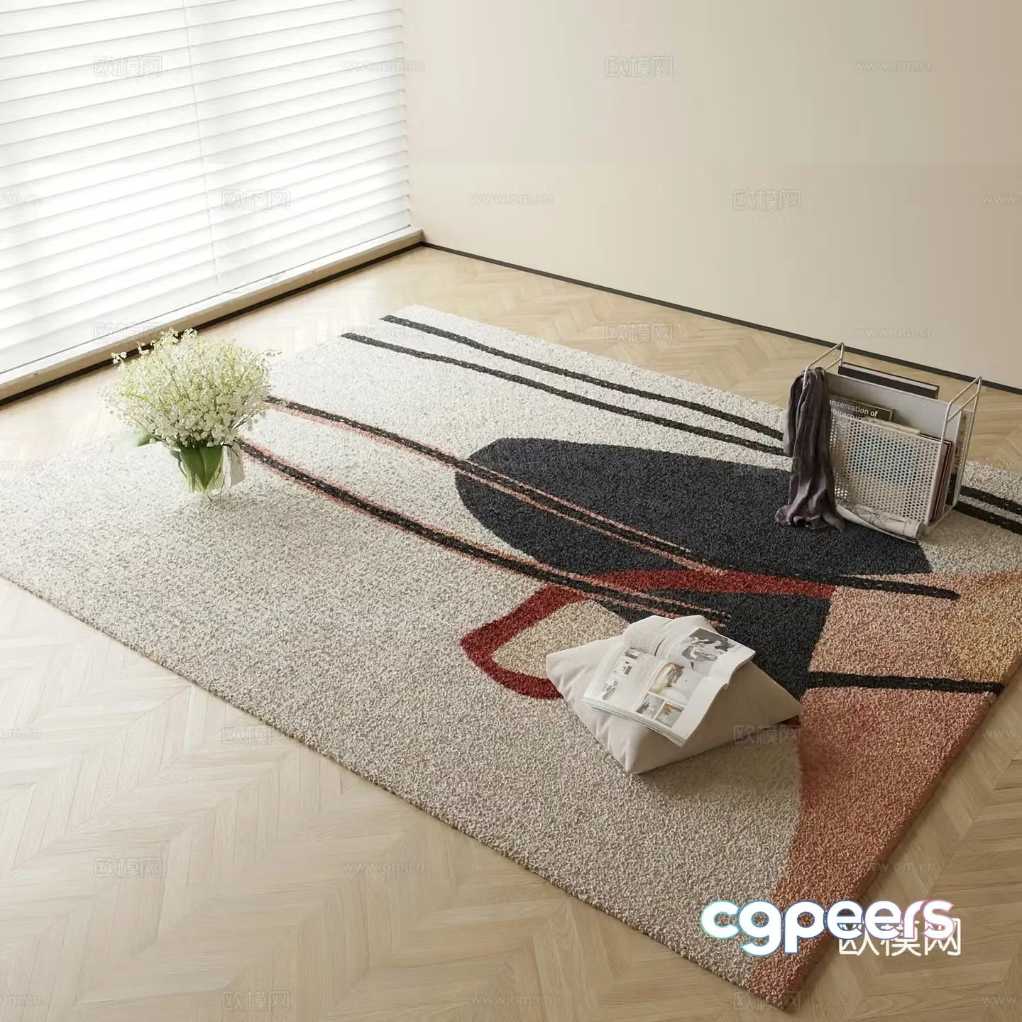 Modern geometric carpet pattern carpet 3d model
